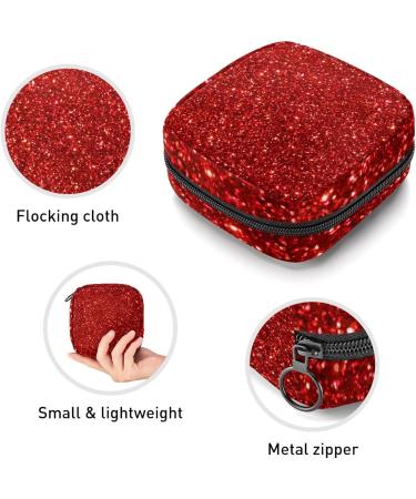 Red Glitter Sequins Sanitary Napkin Storage Bag - Portable Period Pouch for Women and Teen Girls - Multi-colored Design - 1Pc - Buy Online on GoSupps.com