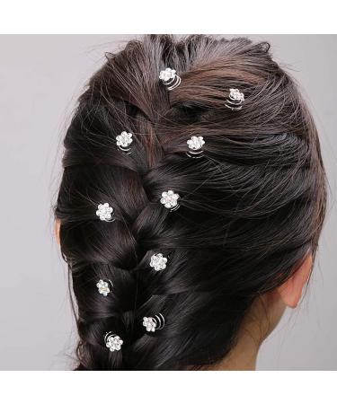 24 Pcs Spiral Hair Pins Bridal Hair Clips Crystal Pearls Swirl Hair Accessories - Gold & Silver | Wedding Party Hair Twists Coils - Buy Online on GoSupps.com