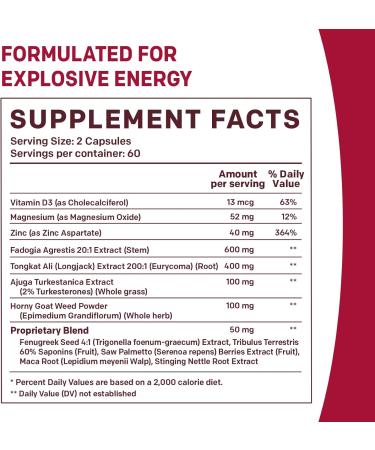 PrimeMD 12-in-1 Testosterone Supplement for Men | Fadogia Agrestis Tongkat Ali & Horny Goat Weed - 1342mg | Boost Men's Health & Well-Being - 120 Capsules - Buy Online on GoSupps.com