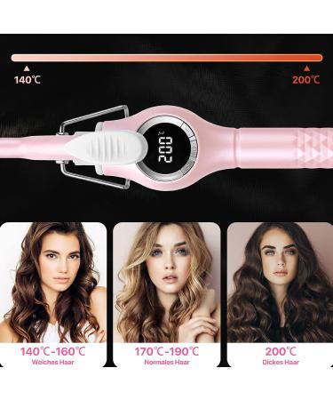 9mm Mini Curling Iron - Professional LCD Display 140-200 Adjustable Temperature Fast Heating Ceramic Rod Includes Heat-Resistant Glove & Hair Clips - Pink - Buy Online on GoSupps.com