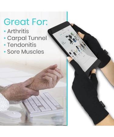 Vive Rheumatoid Arthritis Gloves - Fingerless Compression Wrap for Men and Women - Hand Pain Relief for Osteoarthritis - Black Medium - Buy Online on GoSupps.com