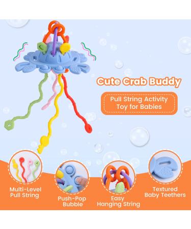 Tameler Montessori Teething Toys for 1 Year Old | Silicone Pull String & Stacking Rings for Babies 3-6-12 Months | Sensory Toys for Toddlers 1-3 | Autism-Friendly Travel Activity Set in Blue - Buy Online on GoSupps.com