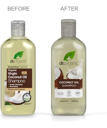 Dr Organic Virgin Coconut Oil Shampoo - 265ml | Natural, Vegan, Cruelty Free | Paraben & SLS Free, Hydrating Formula - Buy Online on GoSupps.com