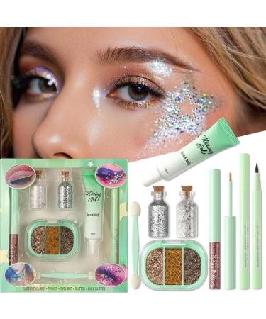  G n rique Glitter Eyeshadow - Waterproof Cosmetics with Eyeliner | Pearlescent Eye Makeup Set - for Beginner Girls Parties Travel Holidays Birthdays Dates Weddings Bars - Buy Online on GoSupps.com