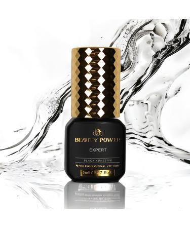 Eyelash Extension Adhesive Glue Expert - Beauty Power - Extremely-Fast 0.5-1-Second Drying Time - 10 Weeks Retention - Professional-Grade 0.17fl.oz / 5ml (Black Finish)