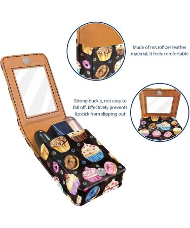 Buy Cartoon Cupcake Leather Lipstick Case Organizer with Mirror - Mini Lip Gloss Holder for International Shipping - Buy Online on GoSupps.com