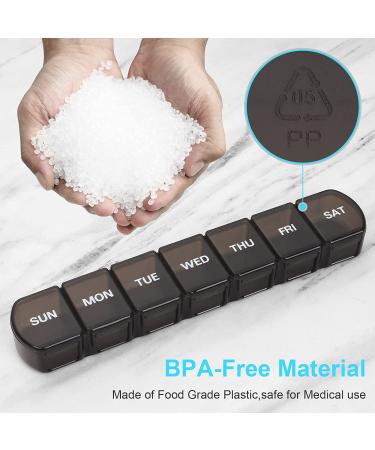 Large Weekly Pill Organizer 2 Pack | BPA Free | 7 Day Vitamin Case with XL Compartments | Travel Friendly | Black & White - Buy Online on GoSupps.com