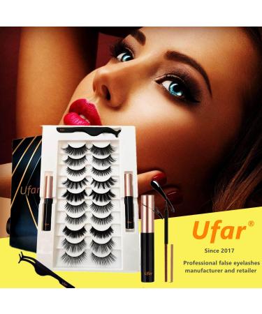 Ufar 3D 6D Magnetic Eyelashes Natural Look - NO Glue Needed 2022 BEST EYELASHES 10 Pairs Reusable False with Eyeliner Eyeliner and Lashes Applicator Black 10 Pair (Pack of 1) - Buy Online on GoSupps.com