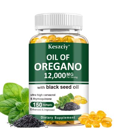 150 Softgels Oil of Oregano with Black Seed Oil 2 in 1 Oregano Supplement for Immune Health Retains High Concentrated Carvacrol & Thymoquinone Non-GMO 1 Pack 150 Count (Pack of 1)