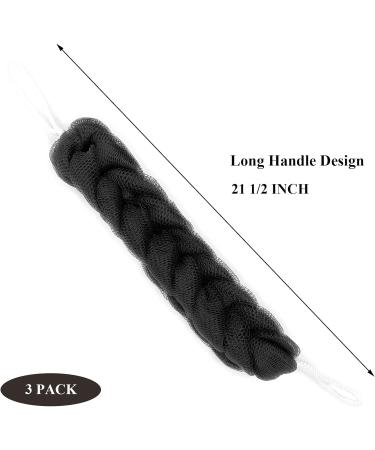 2 Pack Bamboo Charcoal Back Scrubber - Long Loofah Sponge for Shower - Exfoliating Bath Sponge - 21.5 Inch - Black - Buy Online on GoSupps.com