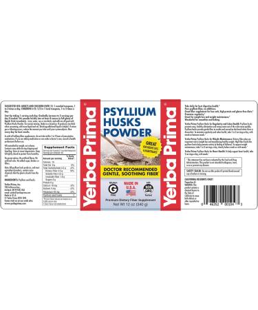 Yerba Prima Psyllium Husks Powder 12 oz (Pack of 3) - Natural Fiber Supplement for Colon Cleansing - Vegan, Non-GMO, Gluten-Free - Buy Online on GoSupps.com