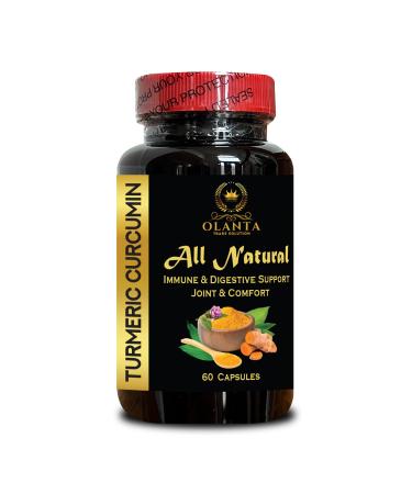 Effective Turmeric Curcumin - Natural Support for Joint & Boosting Antioxidant Levels Digestion & Immune Support Overall Vitality - 1 Bottle 60 Capsules