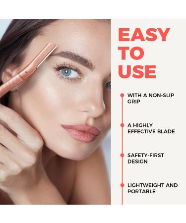 Stainless Steel Eyebrow Razors & Facial Trimmers - Reusable Dermaplaning Tool for Men & Women - Rose Gold Design (6 Blades) - Buy Online on GoSupps.com