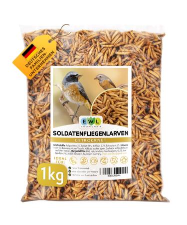 EWL natural products Soldier fly larvae dried 1kg (6.5 liters) soldier fly larvae bird feed fish feed turtle lining hedgehog feed with insects soldier fly larvae 1 kg (1 Pack)
