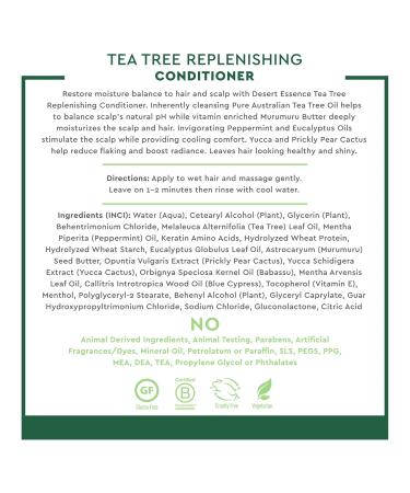Buy Desert Essence Tea Tree Replenishing Conditioner - 12.7 Fl Oz | Peppermint Yucca Eucalyptus Oil Vitamin E Keratin & Murumuru Butter for Dull Hair | Reduce Breakage & Flaking - International Shipping Available - Buy Online on GoSupps.com
