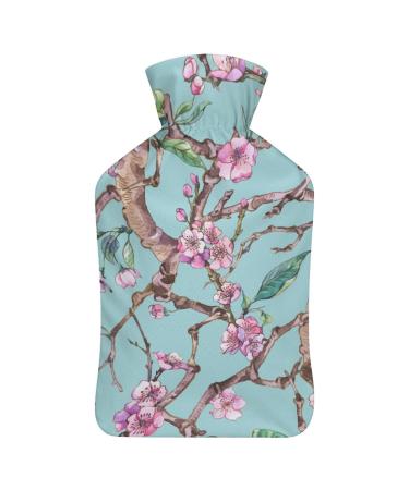Peach Blossom Hot Water Bottle With Cover Plush Bed Bottle Hand Warmer For Adults And Children 26.5X15.3cm