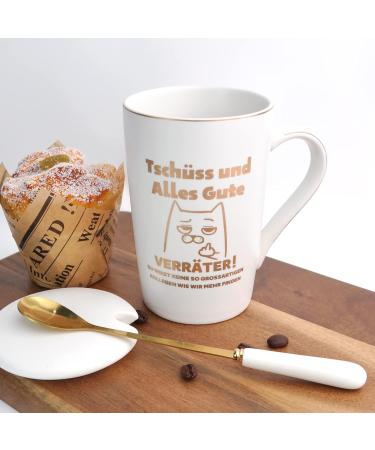 Bokalaka Job Change Farewell Gift - 400ml White Ceramic Coffee Cup with Lid | Perfect Goodbye Gift for Colleagues - Buy Online on GoSupps.com