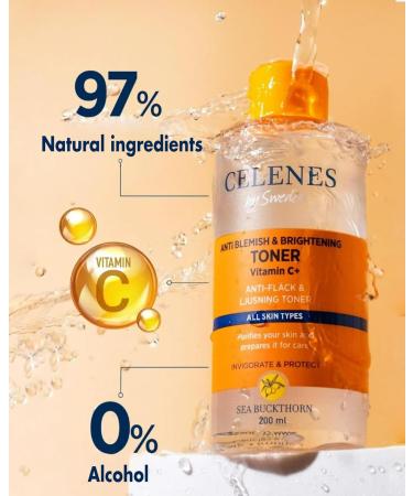 Celenes by Sweden Sea Buckthorn Facial Toner Anti-Pore & Brightening Face Toner 200ml - Vitamin C Niacinamide Face Lotion All Skin Types Including Oily-Combination Paraben-Alcohol Free - Buy Online on GoSupps.com