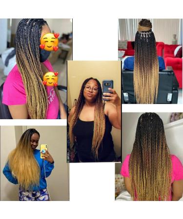 Ali Show 6Pcs Ombre Synthetic Braiding Hair - Jumbo Braids & Mambo Twist Extensions (24inch Black Brown) - International Shipping - Buy Online on GoSupps.com