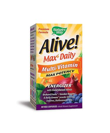 Nature's Way Alive! Max6 Daily Multi-Vitamin No Added Iron 90 Veg Capsules
