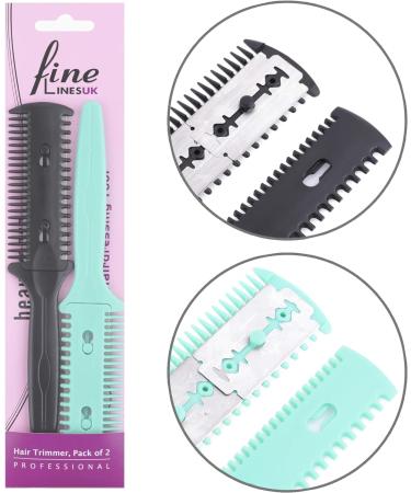 Fine Lines - Hair Razor Comb Pack of 2 | Double Sided Hair Cutting Comb Split End Remover | Thinning Comb for Professional Use - Buy Online on GoSupps.com