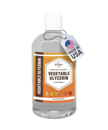 ORGANIC VEGETABLE GLYCERIN USP (8 oz) Grade Liquid Natural, Non-GMO | Cosmetics, Skin, Hair Care, Soap Making, DIY Beauty | Excellent Humectant Qualities, Amazing Skin & Hair Benefits | 8 FL OZ