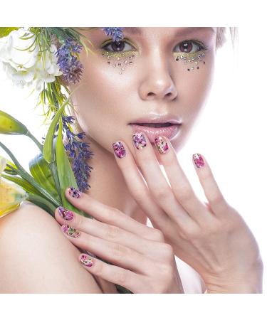 Self Adhesive Flower Nail Wraps - 16 Sheets Full Cover Nail Stickers with Butterfly Design for Women and Girls | Nail Art Decals and Polish Sticker Set with File | Nail Decoration - Buy Online on GoSupps.com