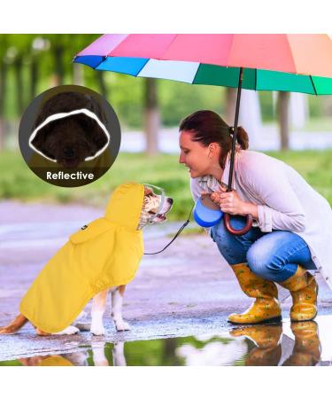 Lukovee Dog Raincoat with Clear Hood & Reflective Rim - Adjustable Waterproof Jacket for Dogs - Yellow - Size Large - Buy Online on GoSupps.com