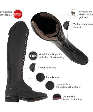 Shop Legacy Venado Merino Winter Riding Boots - Italian Leather Merino Fur Lining Extreme Cold Insulation | Size 40 EU XX-Wide Black - Buy Online on GoSupps.com