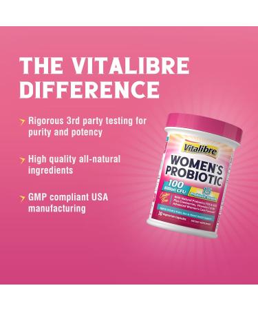 Iron Supplement 65mg Carbonyl Iron with 250mg Vitamin C + Vitalibre Women's Probiotics 100 Billion CFU 15 Strains w/Prebiotic Cranberry Vitamin B6 & VC - Buy Online on GoSupps.com