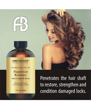 Peppermint Rosemary Hair Growth Serum with Biotin - Nourishing Treatment for Split Ends & Dry Scalp - Fights Hair Loss - 1 fl oz - Buy Online on GoSupps.com