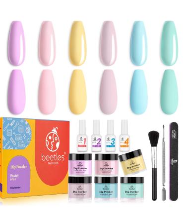 Beetles Pastel Dip Powder Nail Kit - 6 Spring Summer Colors for DIY Manicure | Includes Base, Top Coat, Activator, and Brush | Perfect Easter Salon Nail Art Set for Women - Buy Online on GoSupps.com