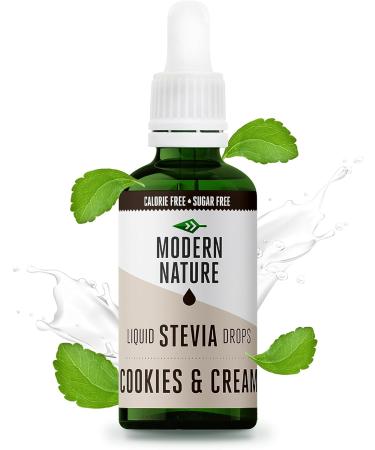 Modern Nature Cookies & Cream Flavour Drops - Liquid Stevia Sweetener - Zero Calorie Coffee Syrup & Keto Sweetener 50ml - Buy Online on GoSupps.com