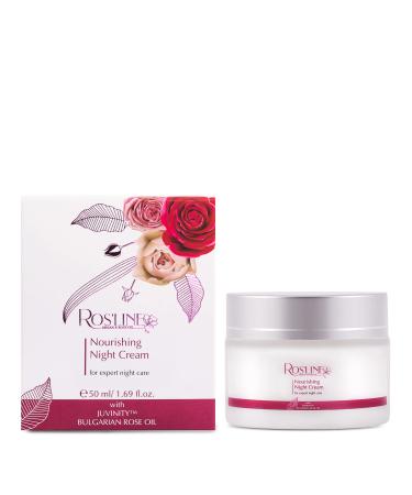 ROSLINE Regenerating night cream face cream 50 ml rose water rose oil & argan oil with JUVINITY nourishing velvety emulsion for all skin types restored fresh skin in the morning