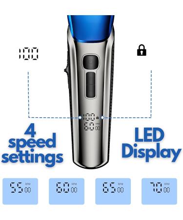 BarberBoss Hair Clippers Men Beard Trimmer - 4 Speed Settings Ceramic Blade 8 Comb Attachments LED Display USB Charge Waterproof Hair Grooming Kit QR-2083 - Buy Online on GoSupps.com