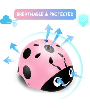 Kids Protective Gear Set & Helmet: Adjustable Boys Girls Helmet with Knee, Elbow Pads & Wrist Guards for Roller Scooter Skateboard Bicycle - Ages 3-8 (Pink Ladybug) - Buy Online on GoSupps.com