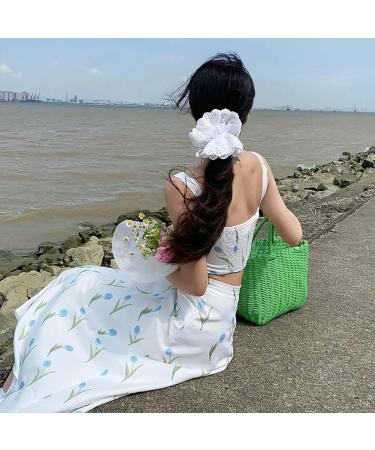 Dinghaole White Lace Scrunchies for Women - Large Hair Bands Soft Ties - Ponytail Holders for Thick Hair - Lolita Accessories for Girls - Bulk Scrunchie(white) - Buy Online on GoSupps.com