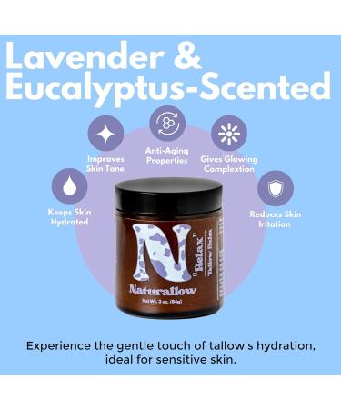 Grass Fed Tallow for Skin - Moisturizer & Balm - Lavender Eucalyptus Scented - 2oz Multi-Purpose Skin Care Pack - Buy Online on GoSupps.com