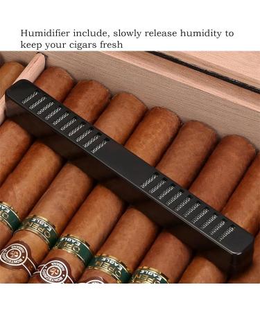 Cigar Humidor with Humidifier Hygrameter Cedar Wood Travel Cigar Case Glass Top Desktop Humidor Case Cigar Box with Divider Hold 35 Cigars - Buy Online on GoSupps.com