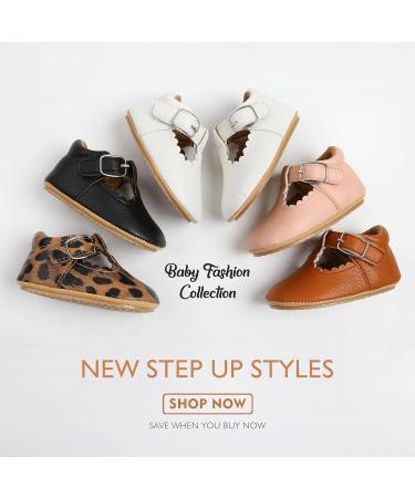 Baby Girls Mary Jane First Walking Shoes | Anti-Slip PU Leather Princess Shoes | Infant Baby Shoes 0-6 Months | D Leopard - Buy Online on GoSupps.com