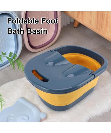 Foot Bath Collapsible Soak Tub with Handle Plastic Foot Bucket with Acupressure Points for Washing Soaking Feet (Locke Yellow) - Buy Online on GoSupps.com