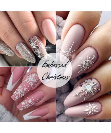 3D Embossed Christmas Nail Art Stickers Decals 4 Sheets 5D Self-Adhesive Snowman Snowflakes Nail Supplies Nail Art Design Decoration Accessories - Buy Online on GoSupps.com