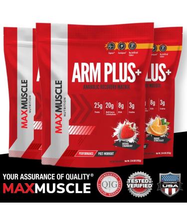 Max Muscle Arm Plus+ Anabolic Recovery Matrix - Tropical Fruit Punch | Whey Protein, Carbohydrates, Creatine, BCAA's, Glutamine, Electrolytes | 18 Servings, 2.54 lb - Buy Online on GoSupps.com