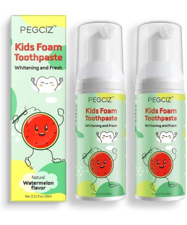 Foam Toothpaste Kids Children Whitening Low Fluoride Toothpaste with Natural Formula to Reduce Plaque Toddler Foaming Toothpaste for U Shaped&Electric Toothbrush Ages 3 and Up (Watermelon)
