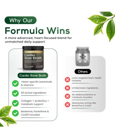 Cardio Bone Broth Premium Beef Broth Powder with Collagen Peptides - Heart-Supportive Nutrients Antioxidants & Protein Powder - Vanilla Flavored Bone Broth Powder - Organic Beef Bone Broth - Buy Online on GoSupps.com