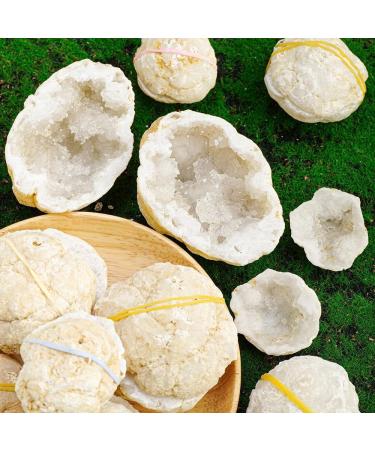 CIMWJOPS Natural Crystal White Agate Druzy Cave Crystal Geode Stone Raw Crystal Cluster 100-150g 1pair - Buy Online on GoSupps.com