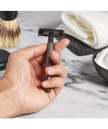 TTO Double Edge Safety Razor Set | Long Handle Stand & 10 Blades | Ideal Manual Wet Shaving Gift - Buy Online on GoSupps.com