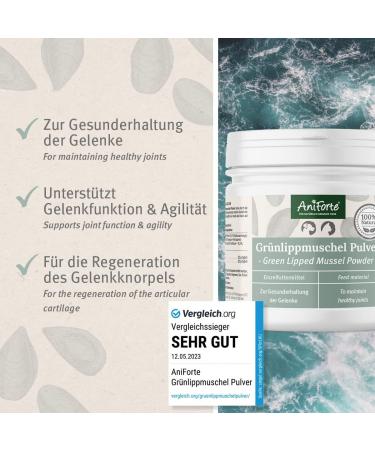 Aniforte Green Lip Powder for Dogs & Cats 250g | 2023 Comparison Winner for Joint Support & Agility | High Acceptance Full Fat Quality - Buy Online on GoSupps.com