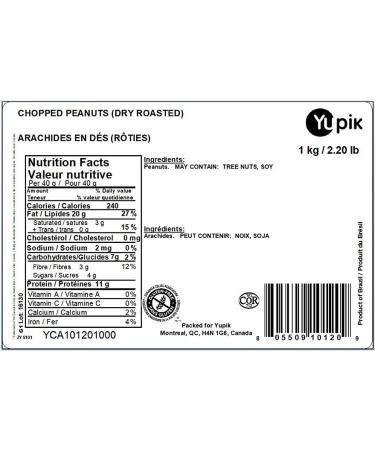 Yupik Dry Roasted Chopped Peanuts 1 kg Kosher Gluten-Free Vegan Crunchy Diced Nuts Small Pieces No Skins Unsalted Oil-Free Nut Topping & Inclusion Ideal for Baking & Cooking 1 kg (Pack of 1) - Buy Online on GoSupps.com