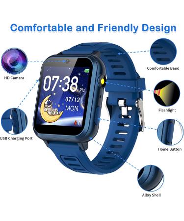 Kids Smart Watch for Boys | 24 Games Alarm Clock Camera Music Player | Touchscreen Toddler Watch Blue | Ages 3-12 - Buy Online on GoSupps.com